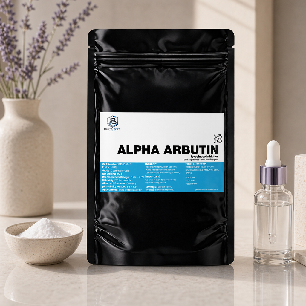 Alpha arbutin powder cosmetic grade for skin brightening and hyperpigmentation treatment in skincare formulations