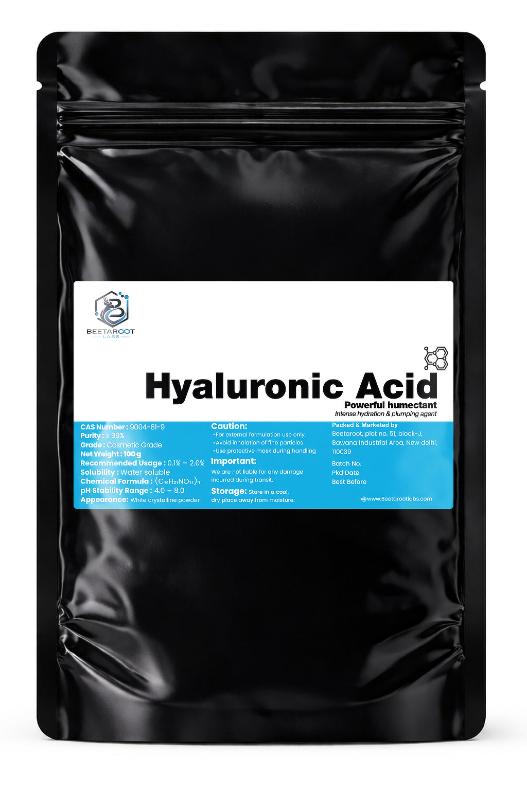 Hyaluronic Acid Powder (Sodium Hyaluronate) – Hydrating Active | 20g–500g | Beetaroot Labs