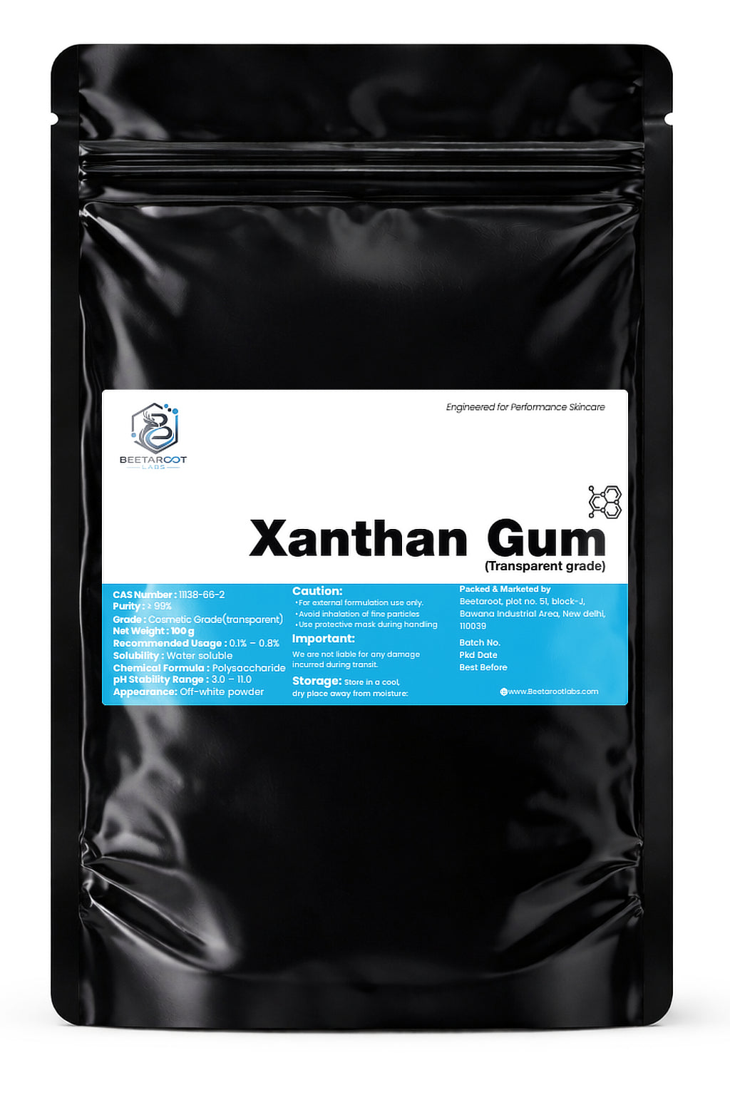 Xanthan Gum Transparent – Thickener & Stabilizer | 100g–5kg | Beetaroot Labs